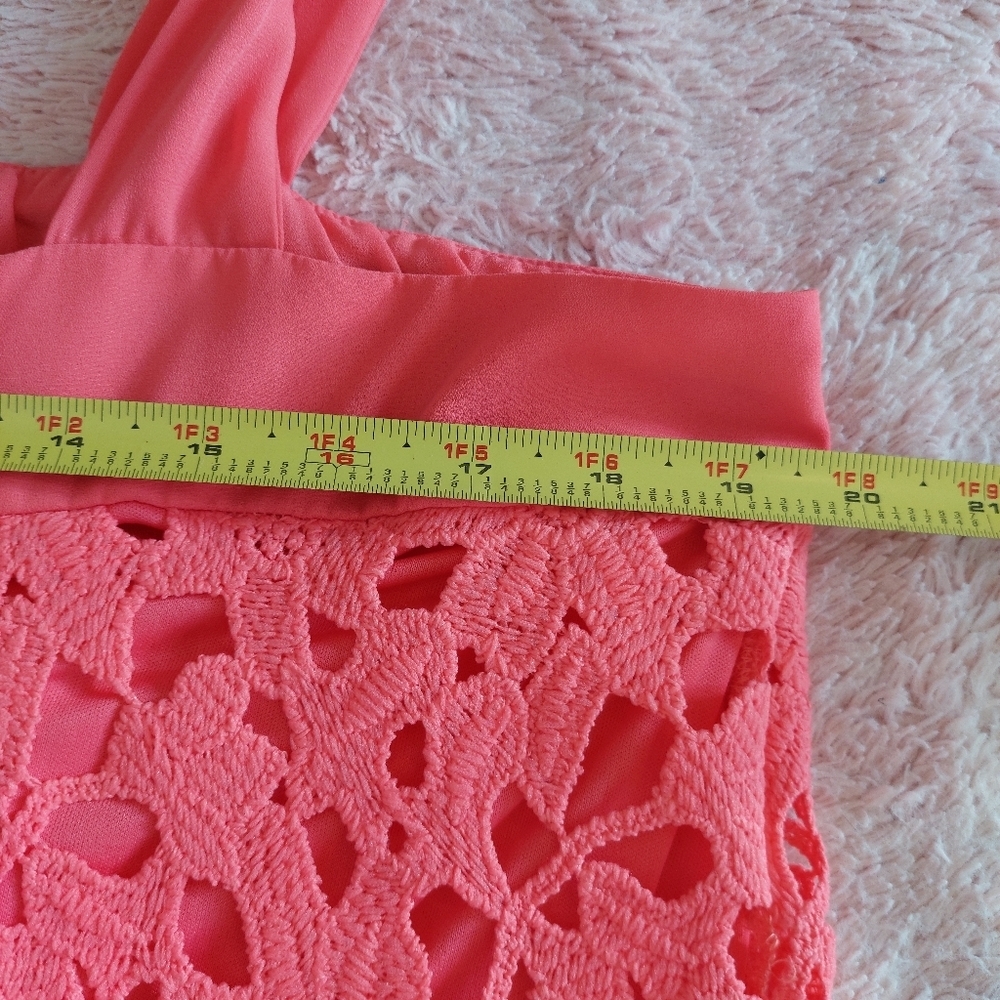 Renee C‎ It's The Dream Coral Pink Lace Midi Dress Size Large - Picture 7 of 10